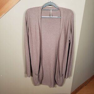 Like New Leo & Nicole Open Front Women's Long Cardigan Beige Small